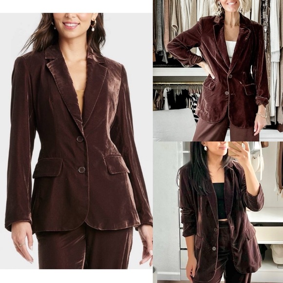 Jackets & Blazers - Velvet chocolate brown thick luxurious fully lined blazer